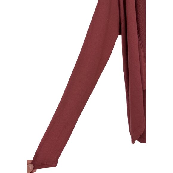 Athleta Nirvana Wear Two Ways Wrap Drape Cardigan Burgundy Size XS - Picture 3 of 10